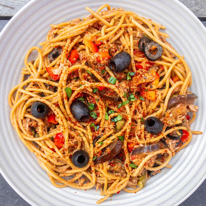 Tuna Pasta with Olives and Capers