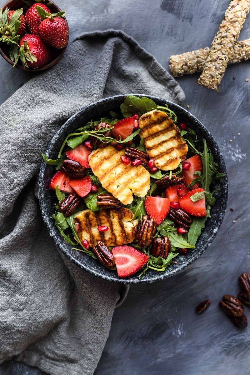 Grilled Halloumi and Strawberry Salad