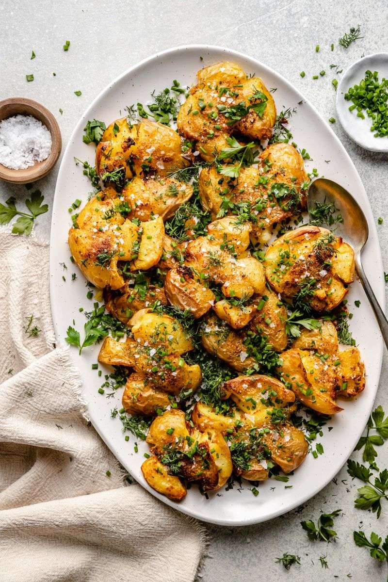 Smashed Potatoes with Olive Oil and Sea Salt