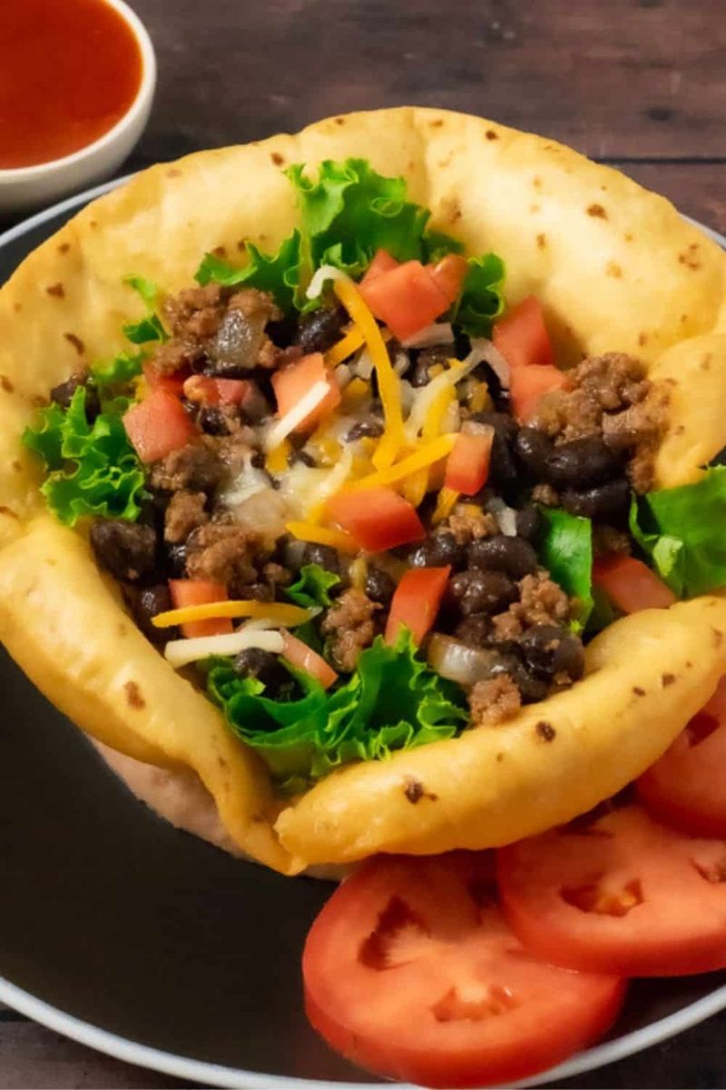 Taco Salad in a Fried Tortilla Bowl