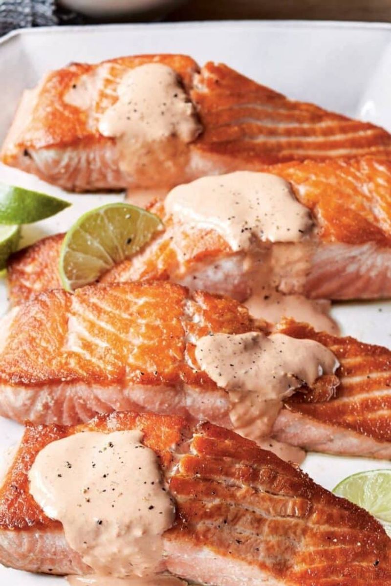Seared Salmon with Spicy Red Pepper Aioli