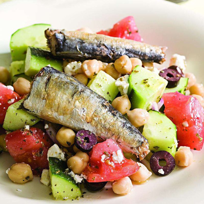 Tomato and Cucumber Salad with Sardines