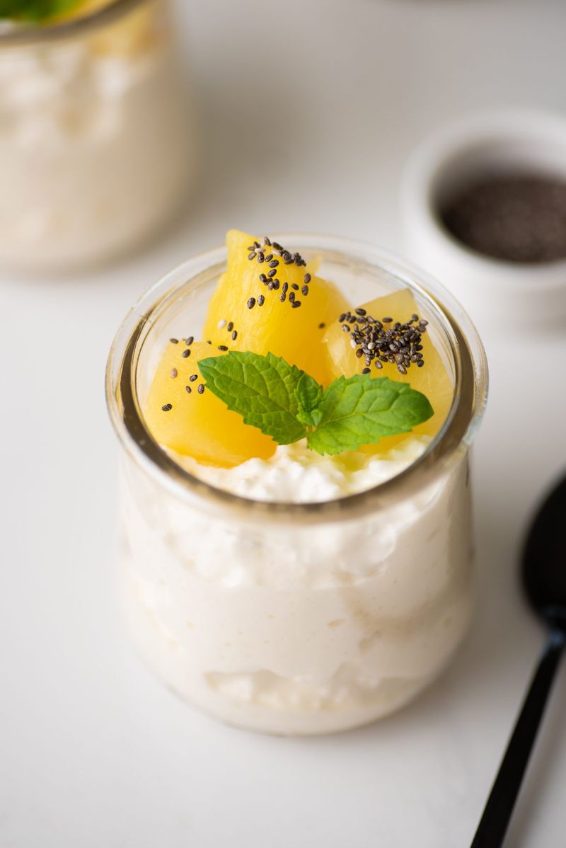 Cottage Cheese with Pineapple or Cucumber Slices