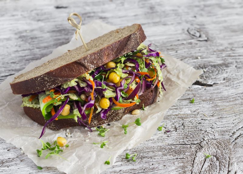 Raw Cabbage in Sandwiches