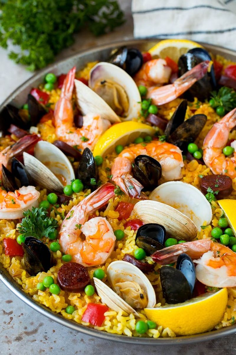 Paella with Seafood and Saffron Rice