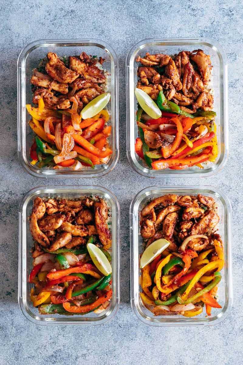 Chicken Fajita Meal Prep with Brown Rice