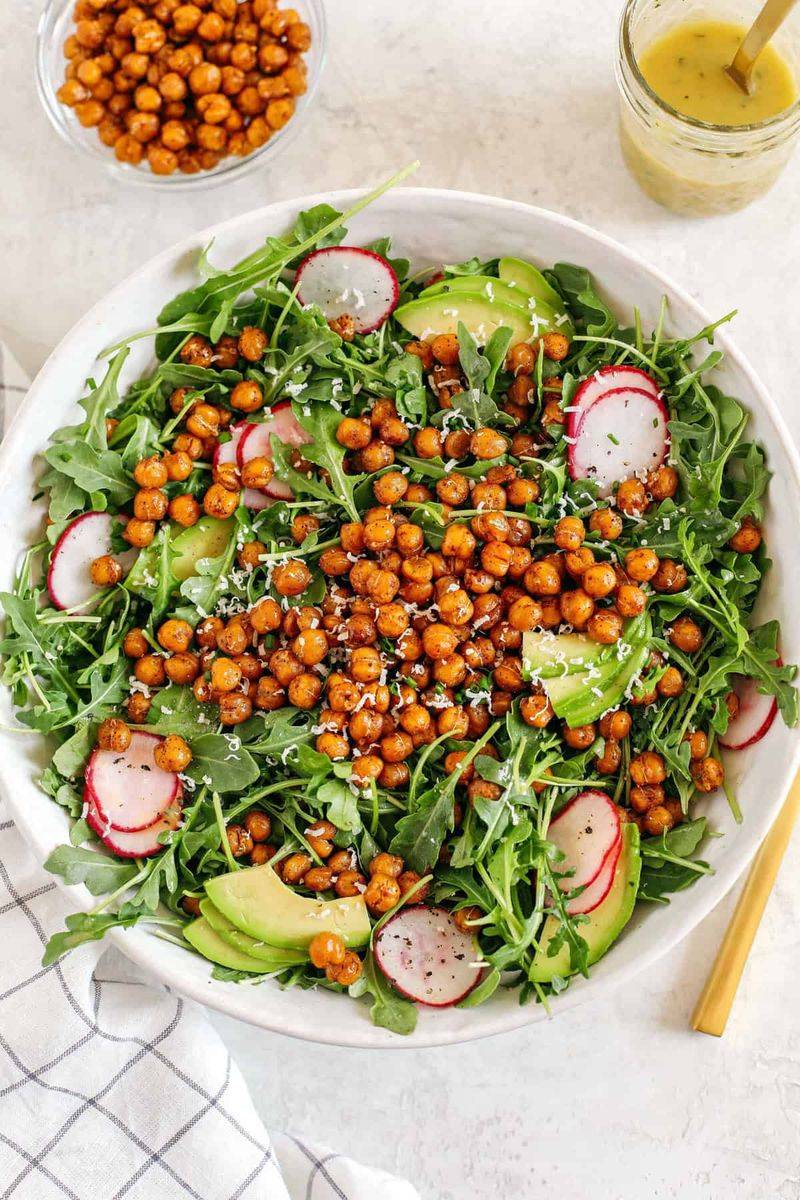 Chickpea and Arugula Salad with Lemon-Tahini Dressing