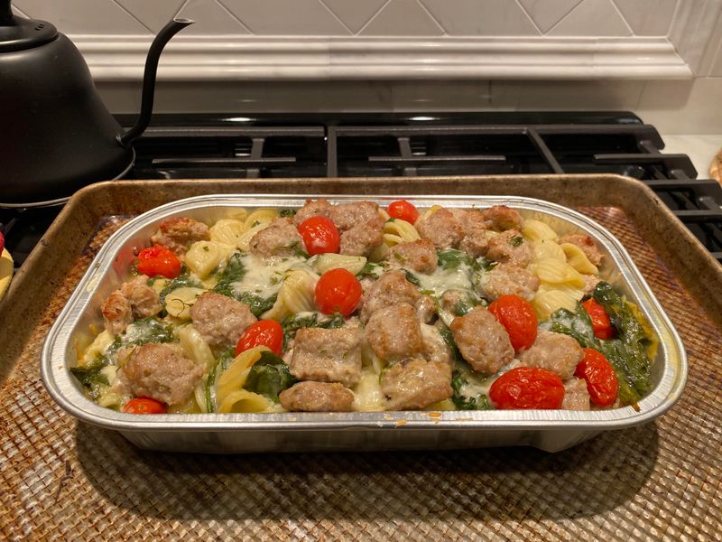 Italian Sausage and Pasta in Garlic Wine Sauce