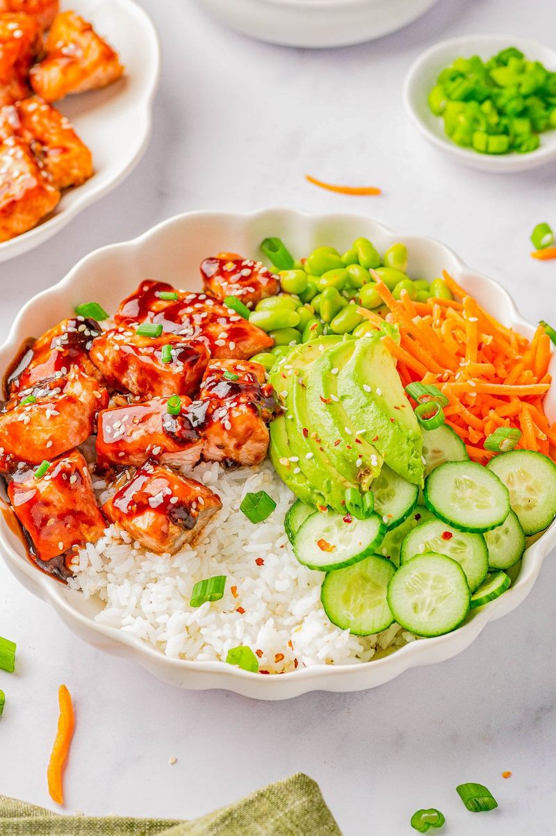Teriyaki Glazed Salmon Bowls