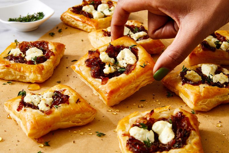 Caramelized Onion and Goat Cheese Puff Pastry Squares