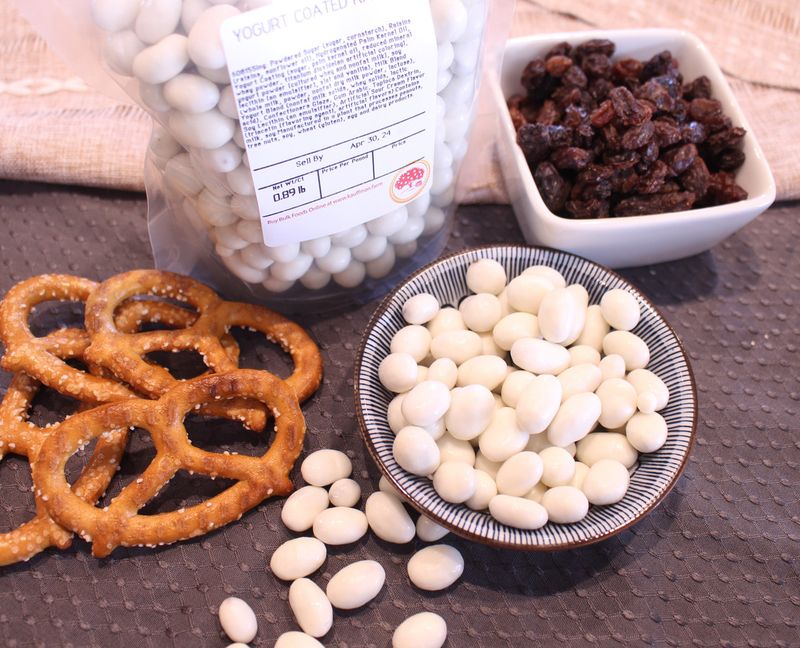 Yogurt-Covered Snacks (Pretzels, Raisins, Nuts)
