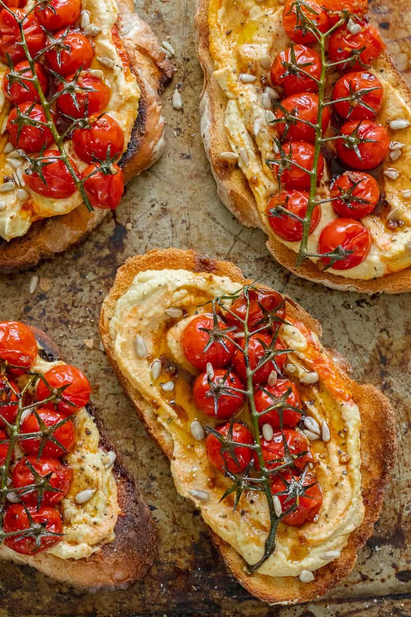 Whole Grain Toast with Hummus and Tomato