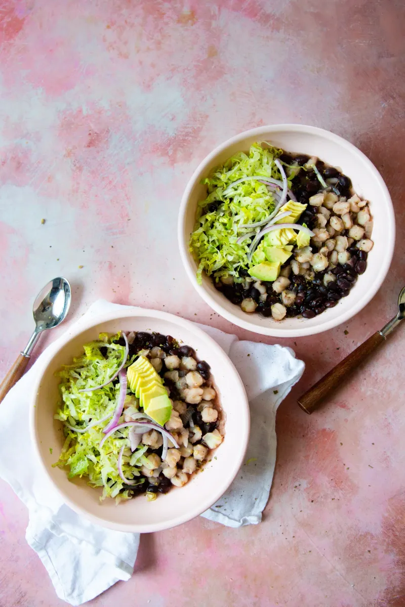 Black Bean Soup with Avocado and Cabbage Slaw
