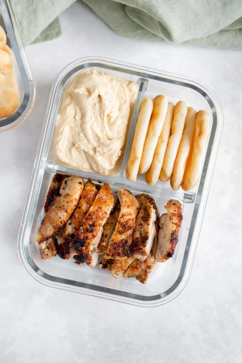 Grilled Chicken and Hummus Snack Boxes