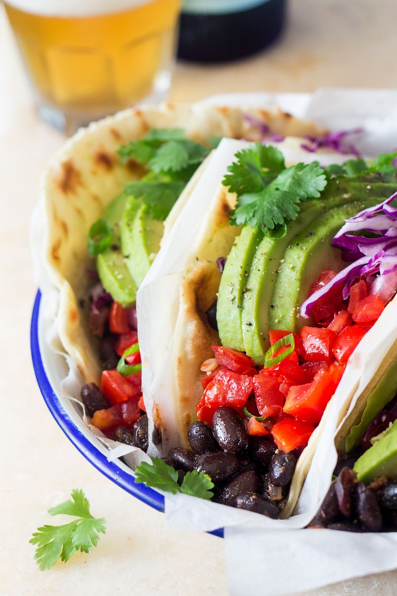Smoky Black Bean Tacos with Avocado Slaw