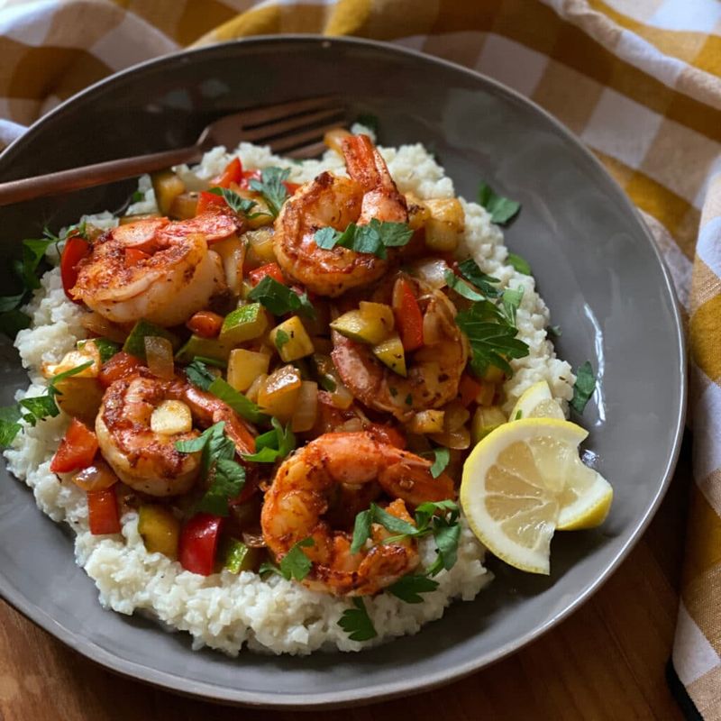 Shrimp and Cauliflower Grits