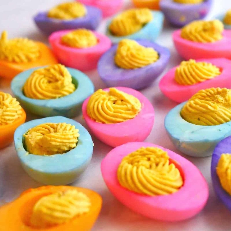 Deviled Eggs with Dyed Whites