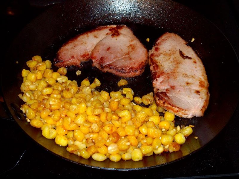 Hominy and Fried Ham