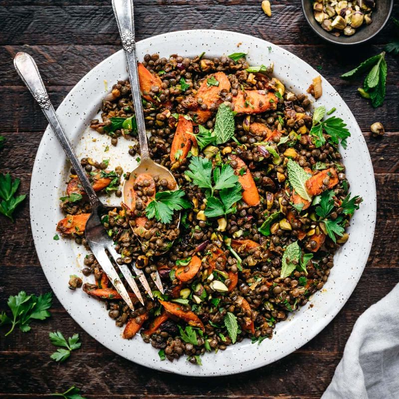 Lentil Salad with Roasted Carrots and Feta