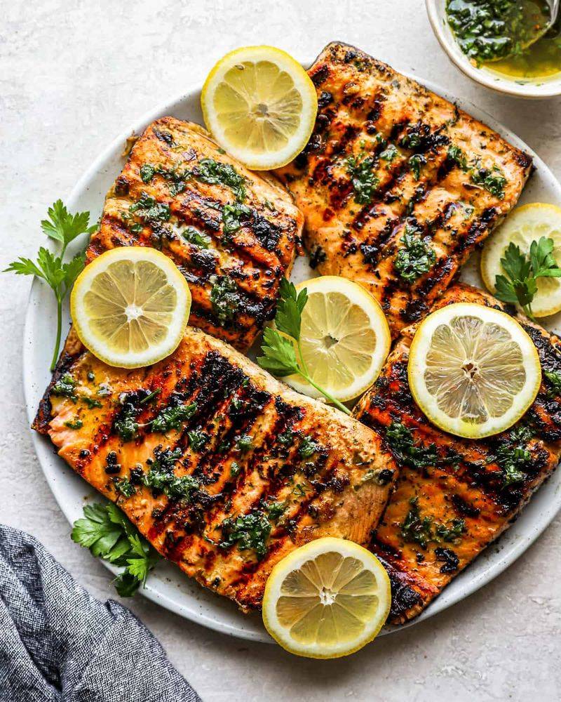 Grilled Salmon with Lemon and Herbs