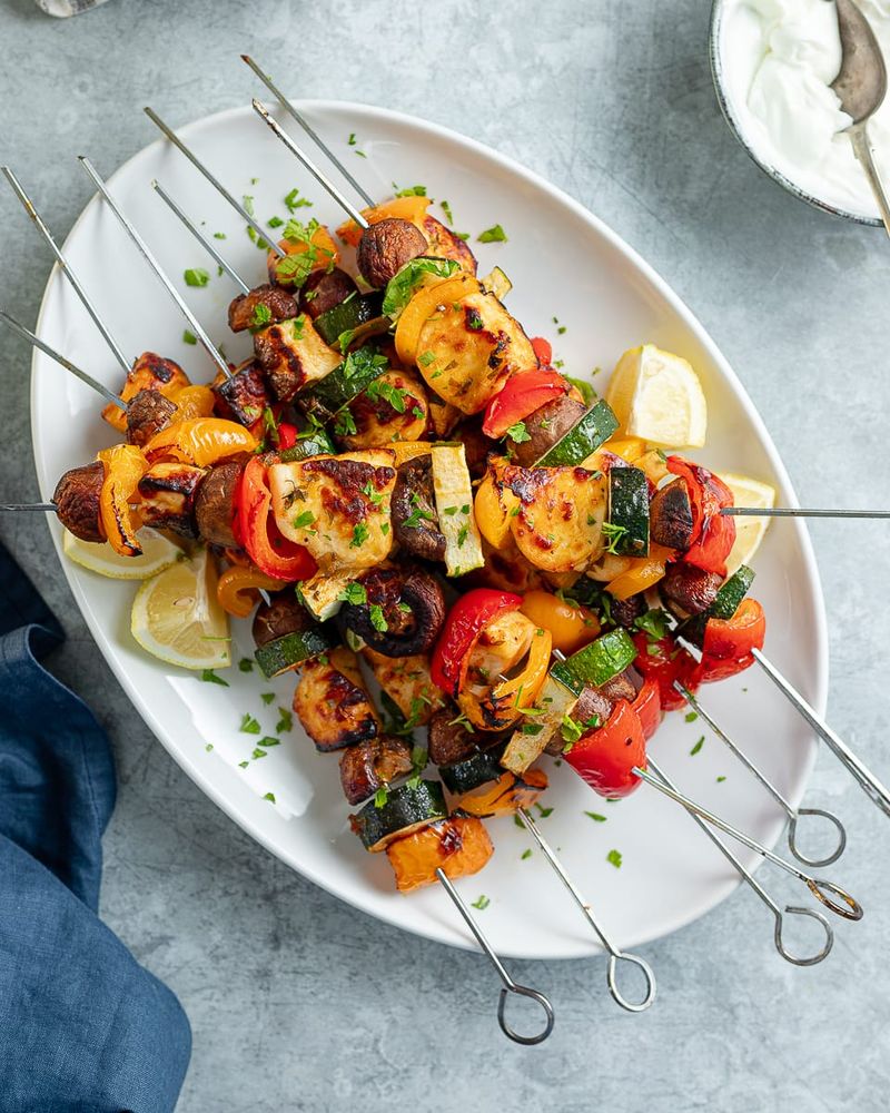 Grilled Veggie & Halloumi Skewers