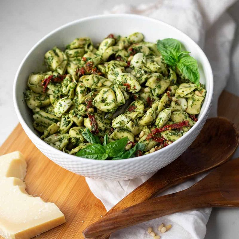 Cheese Tortellini + Pesto + Sun-Dried Tomatoes