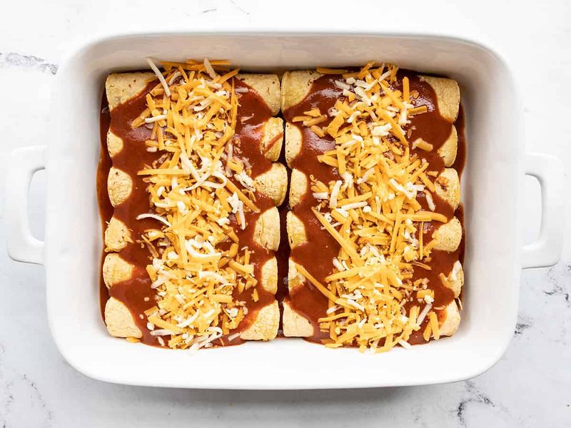 Plain Cheese Enchiladas in Bland Red Sauce