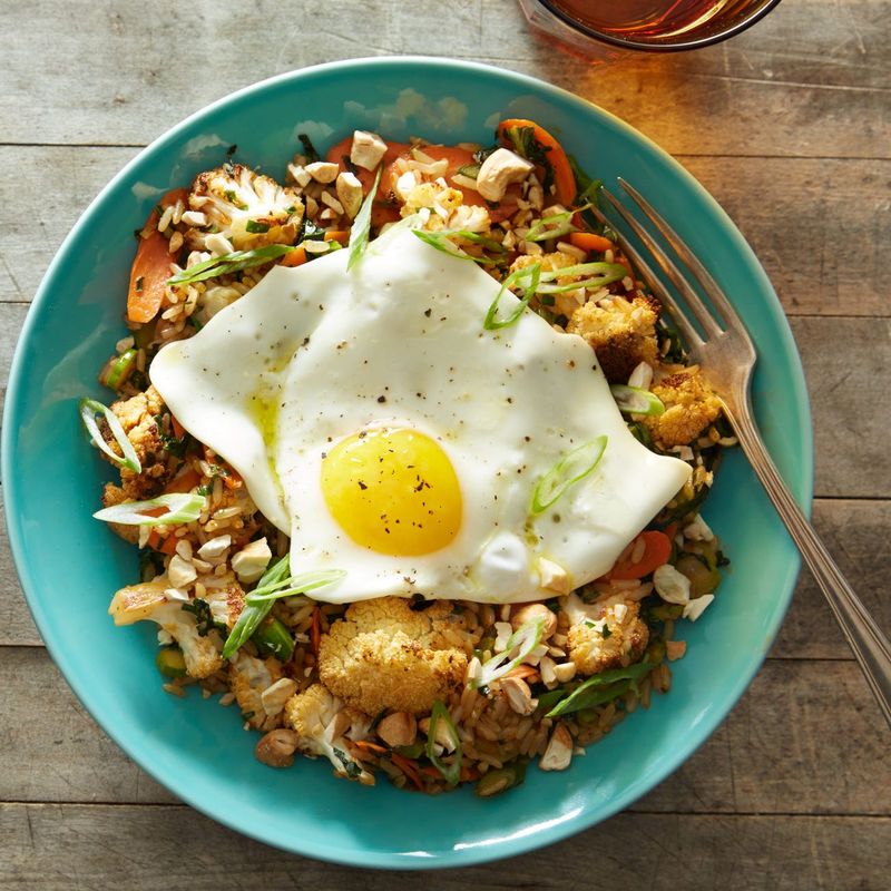 Cauliflower Fried “Rice” with Eggs and Veggies
