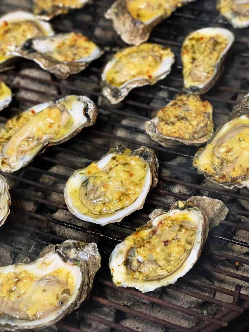 Grilled Oysters with Garlic Parmesan Butter