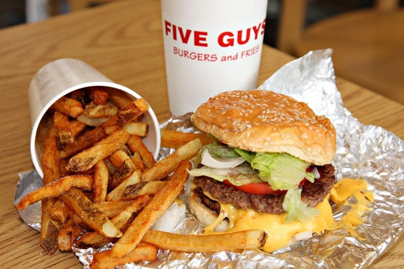 Five Guys Bacon Cheeseburger with Large Fries