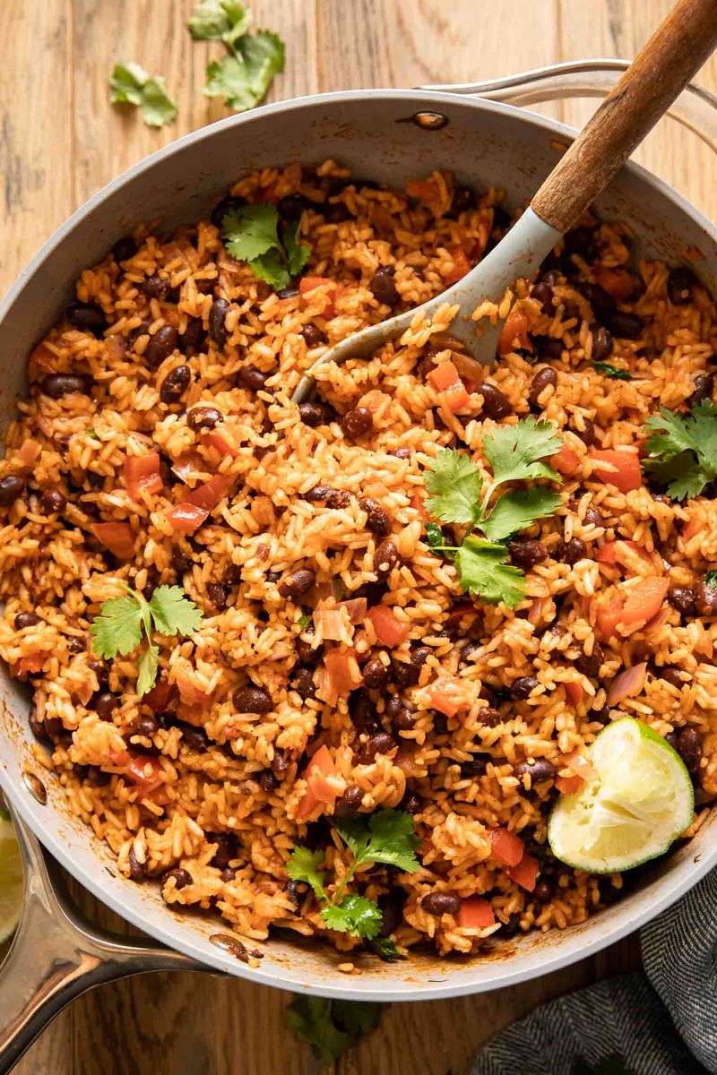 The Rice and Beans Taste Like a Meal, Not a Filler