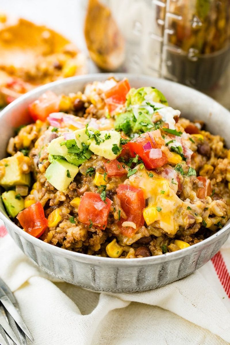 Burrito Bowls with Ground Beef or Lentils
