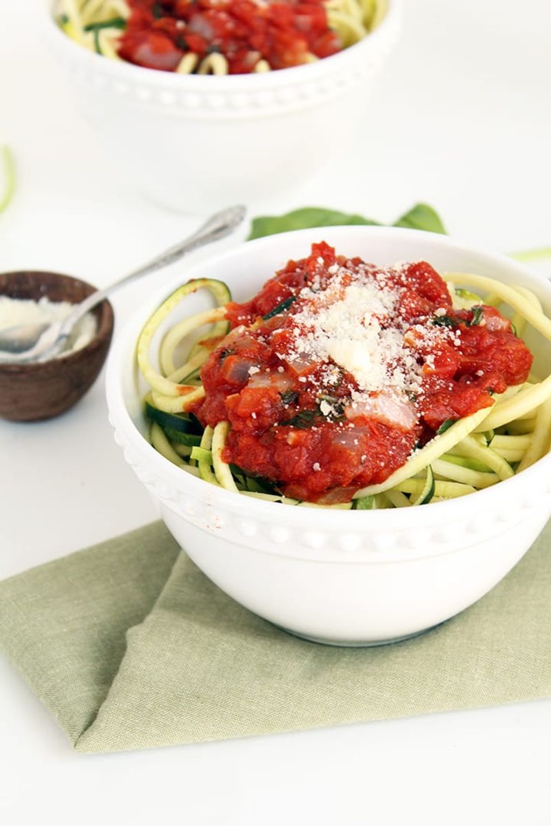Overcooked Zoodles with Tomato Sauce