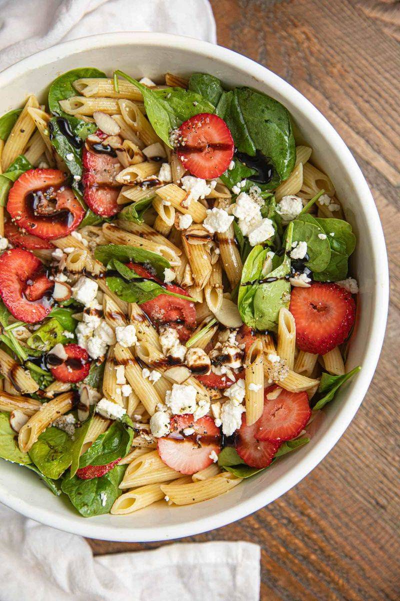 Strawberry Spinach Pasta Salad