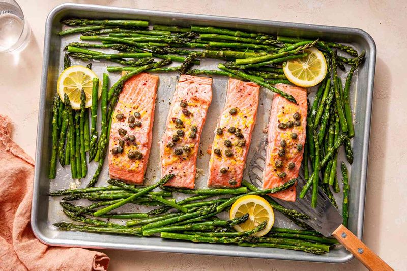 Sheet Pan Lemon Garlic Salmon with Asparagus