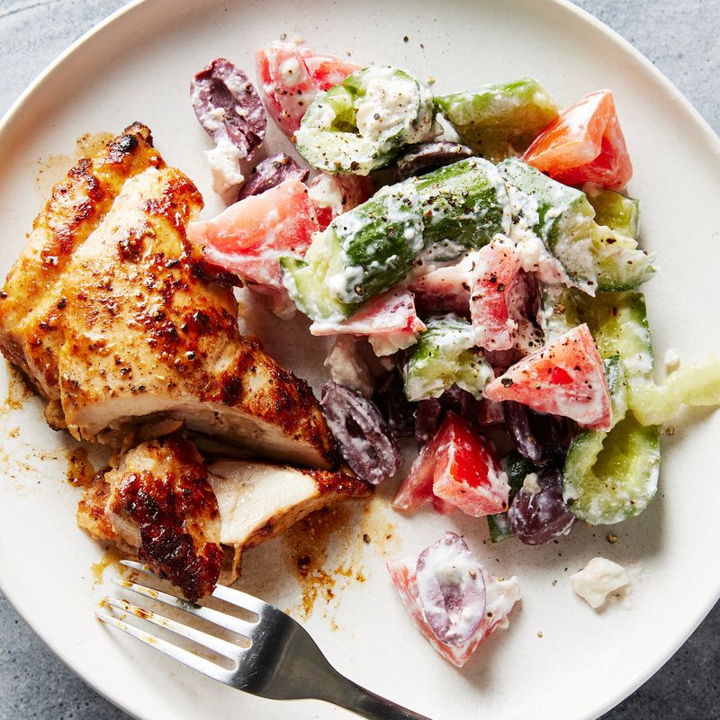 Greek Chicken with Quinoa and Cucumber Salad