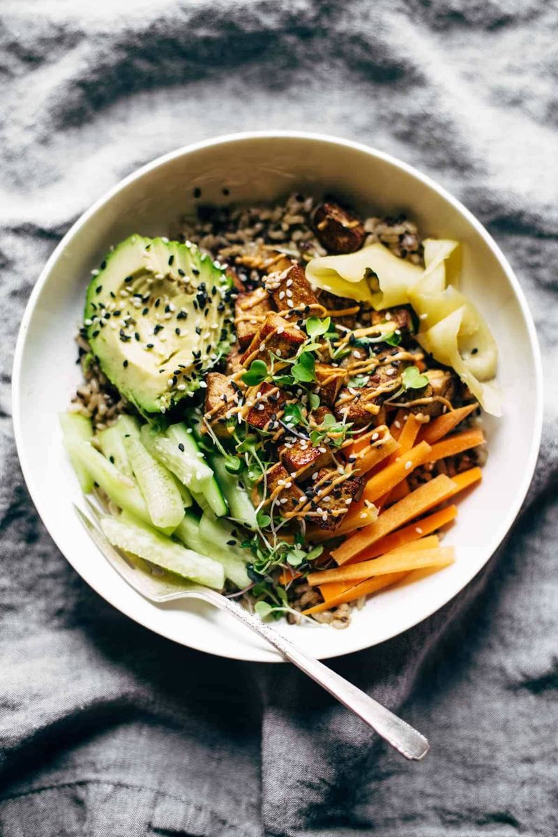 Tofu and Brown Rice Sushi Bowls