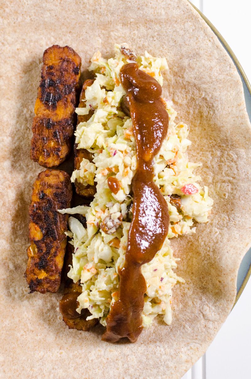 BBQ Tempeh Wraps with Slaw
