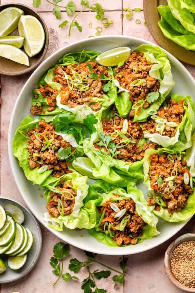 Turkey Lettuce Wraps with Ginger Carrot Slaw