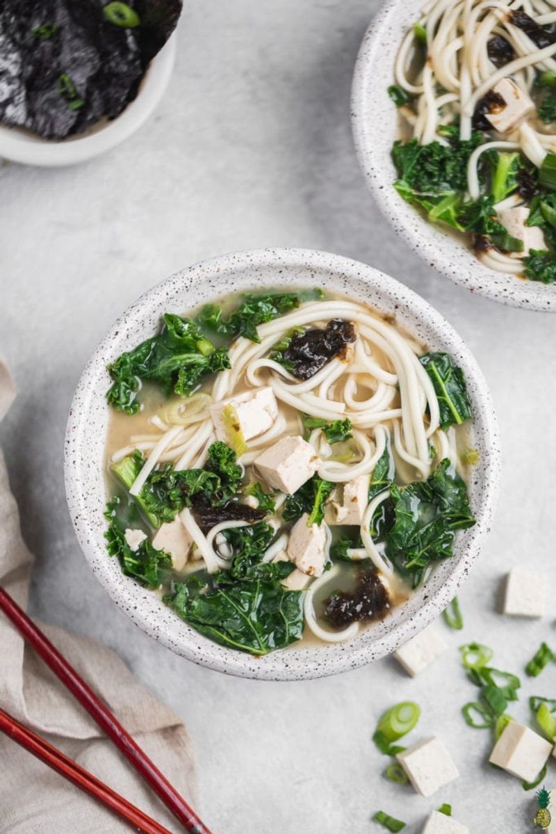 Miso Soup with Tofu, Seaweed & Rice Noodles