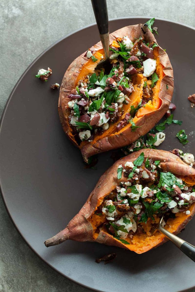 Baked Sweet Potato with Toppings
