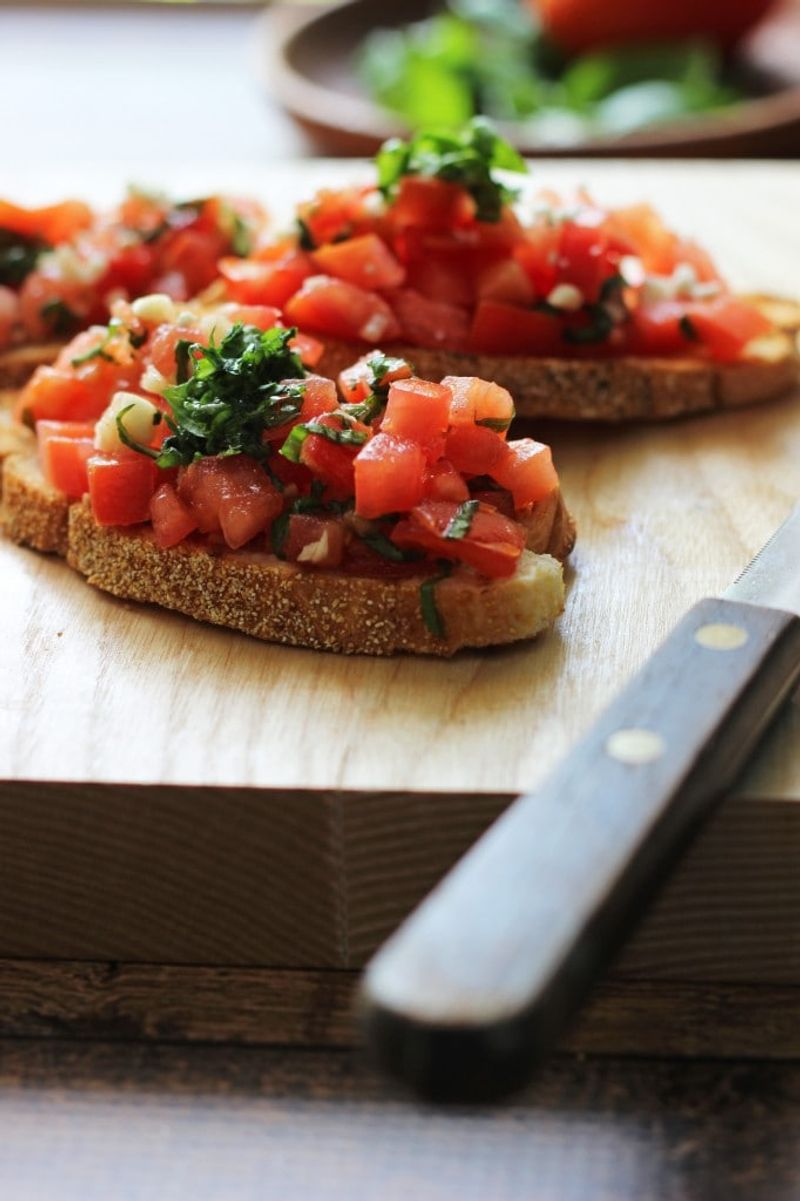 Sliced Tomato with Olive Oil and Basil