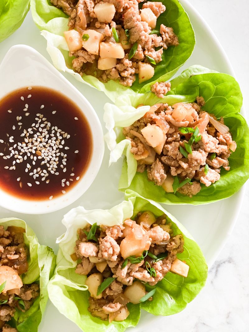 Chicken Lettuce Wraps with Ginger Soy Sauce