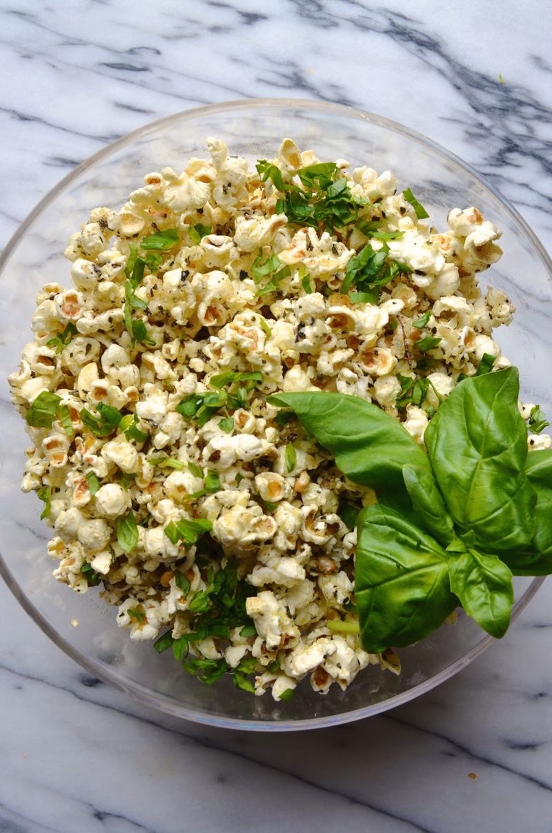 Basil Parmesan Popcorn