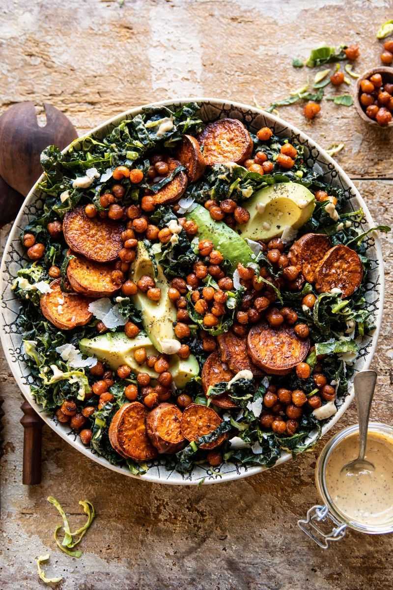 Kale Caesar with Crispy Chickpeas