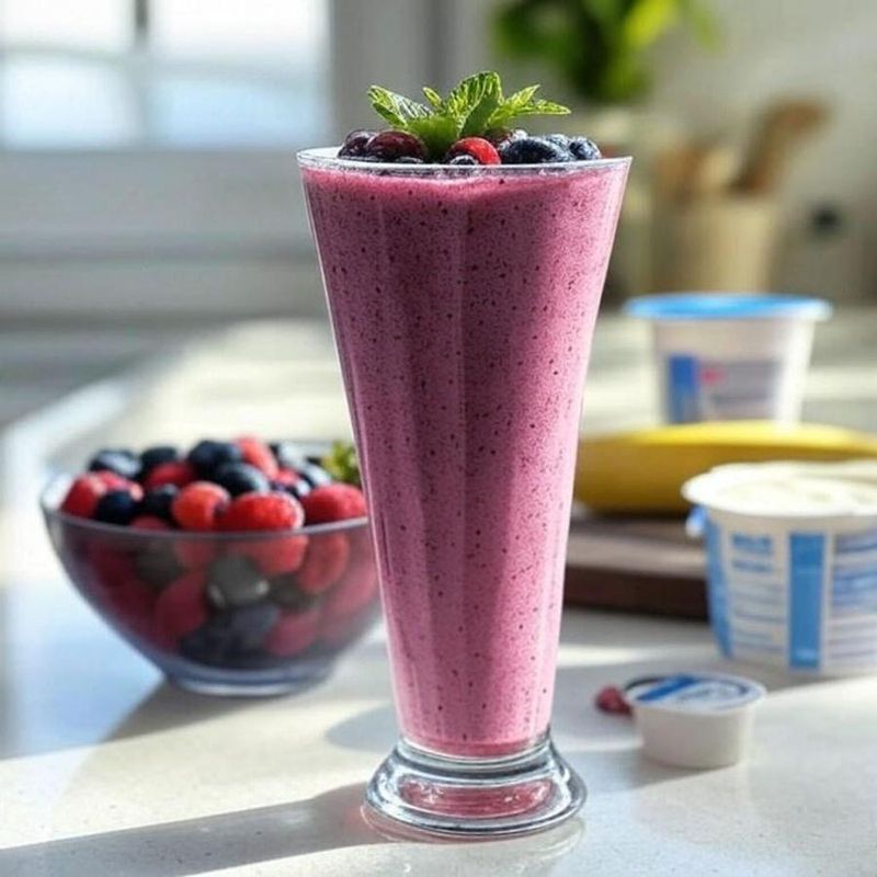 Berry Smoothie with Lemon Cake