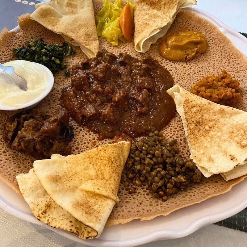 Injera with Stew and Spiced Tea (Ethiopia)
