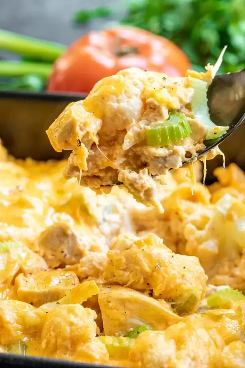 Buffalo Chicken Cauliflower Casserole