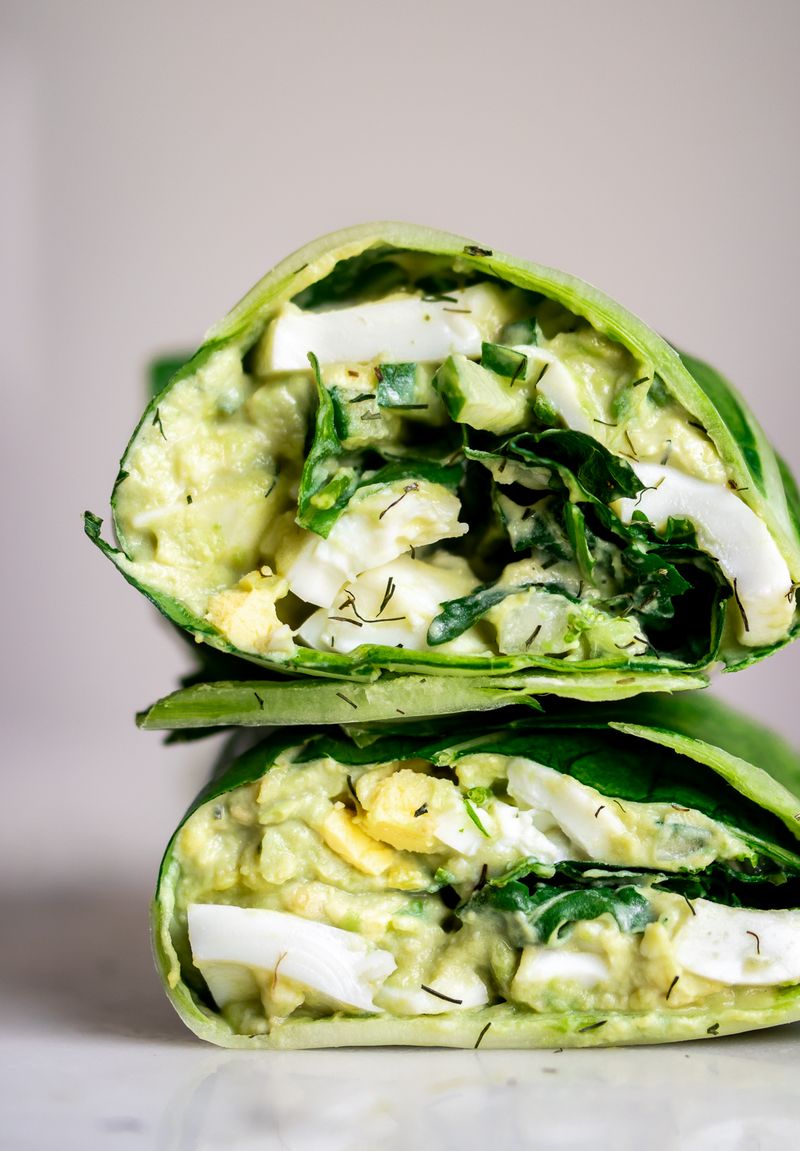 Egg Salad in a Collard Green Wrap