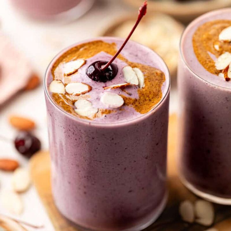 Cherry Almond Smoothie with Cherry Almond Cake